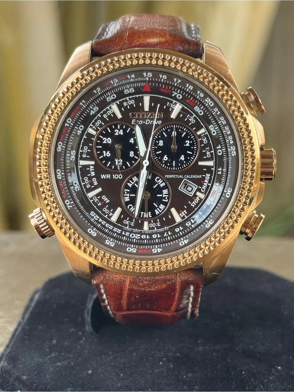 CITIZEN BL5403-03X Perpetual Calendar Brown Dial Leather Strap Men's Rose Gold